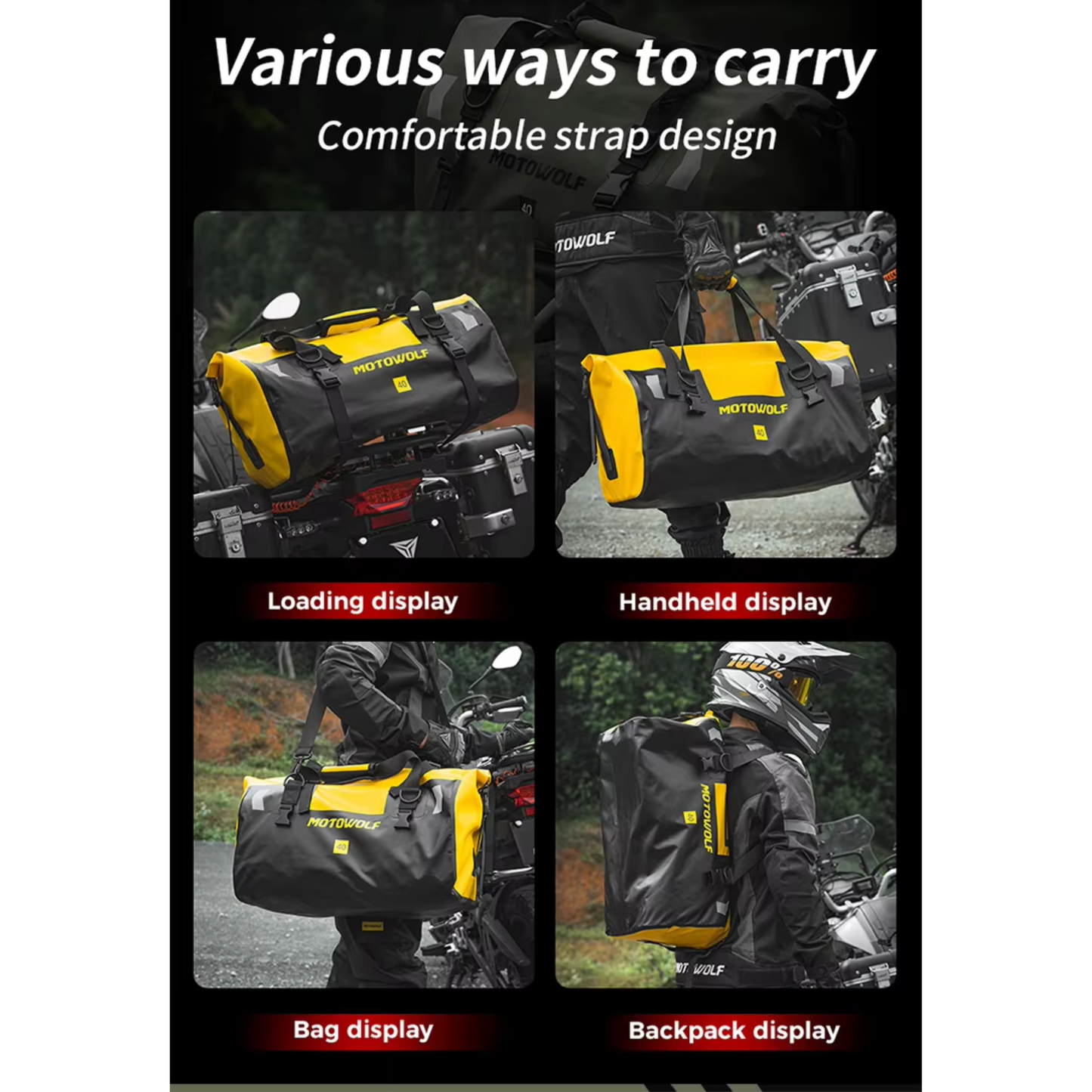 Motowolf MDL0717 Waterproof Motorcycle Saddle Bag (66L)