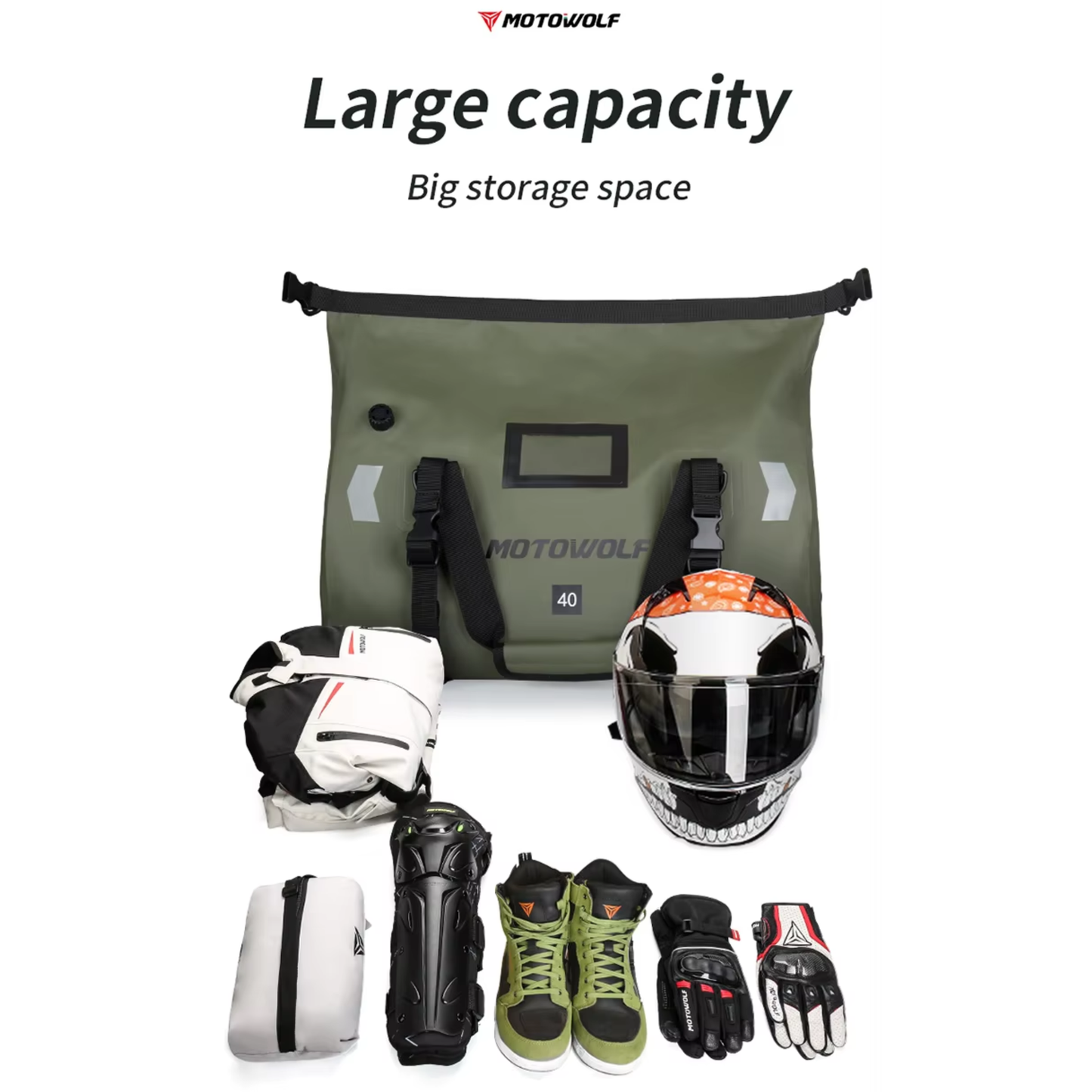 Motowolf MDL0717 Waterproof Motorcycle Saddle Bag (66L)