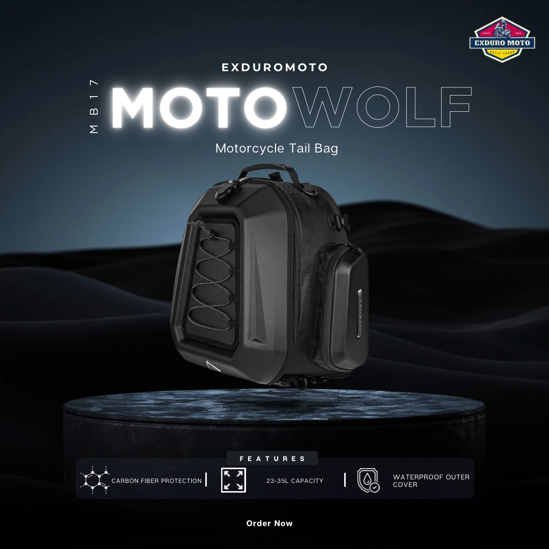 Motowolf MB17 Motorcycle Tail Bag – 23–35L Expandable
