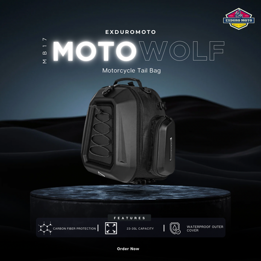 Motowolf MB17 Motorcycle Tail Bag – 23–35L Expandable
