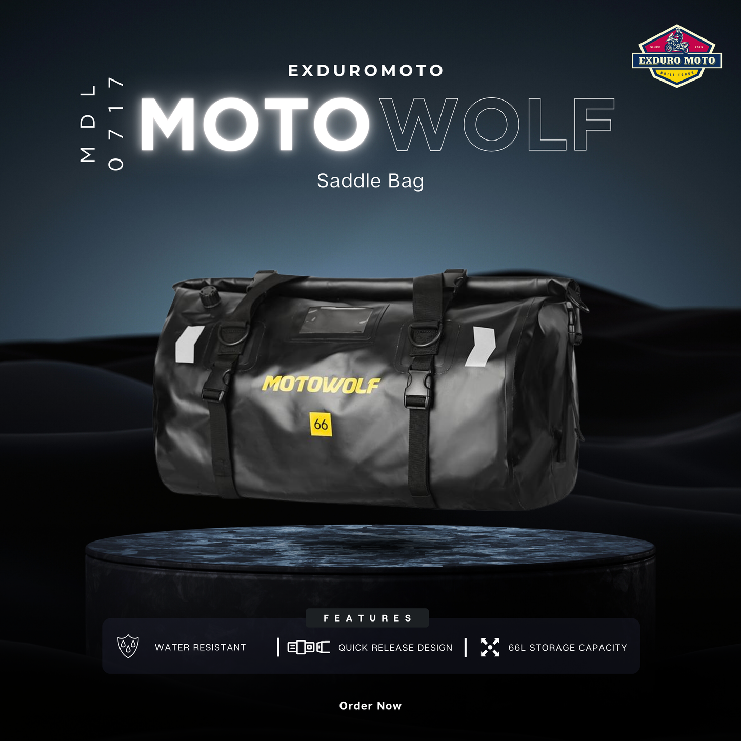 Motowolf MDL0717 Waterproof Motorcycle Saddle Bag (66L)