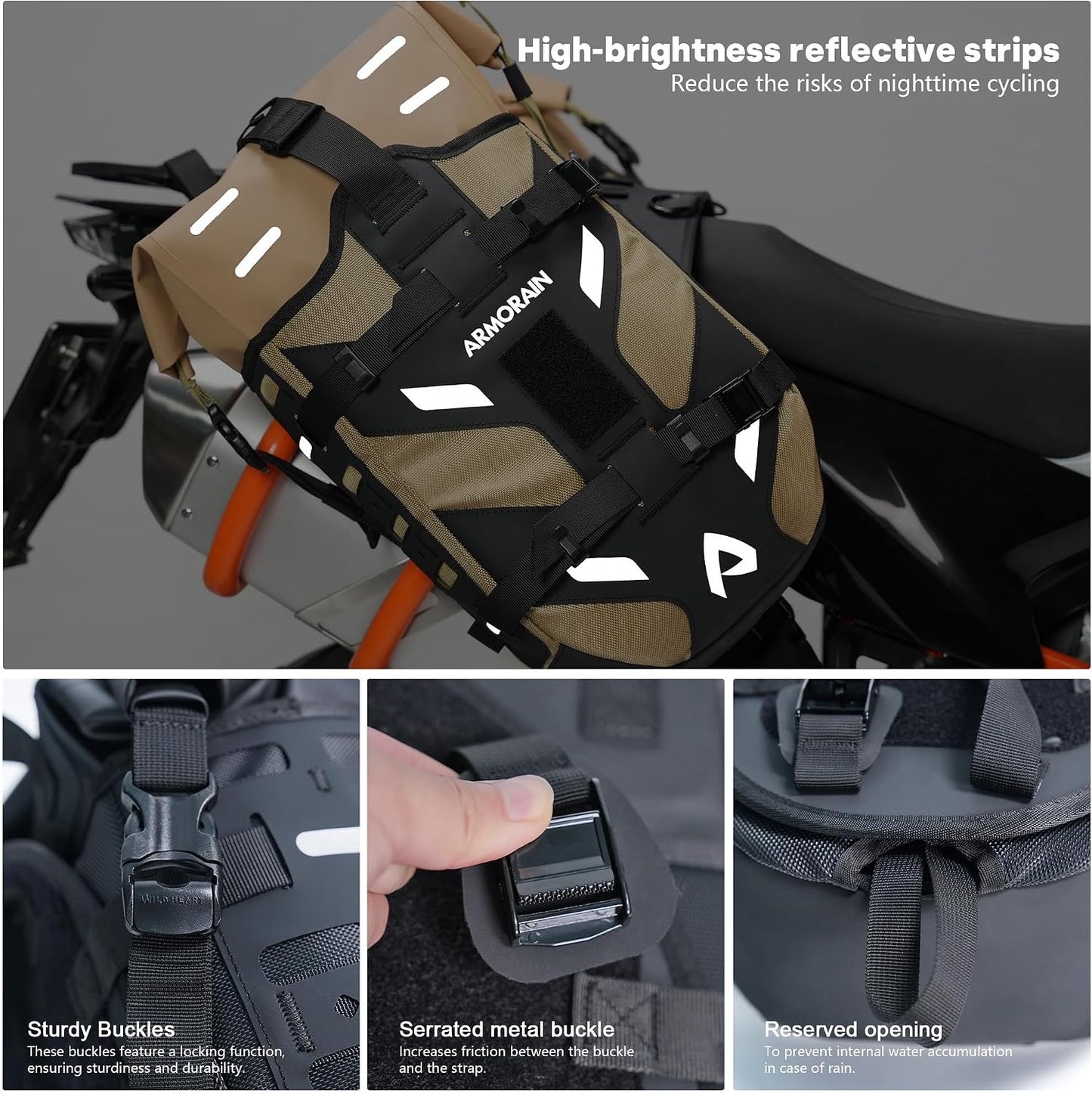 ARMORAIN 40L (20L+20L) Quick-Release Waterproof Motorcycle Saddlebag System