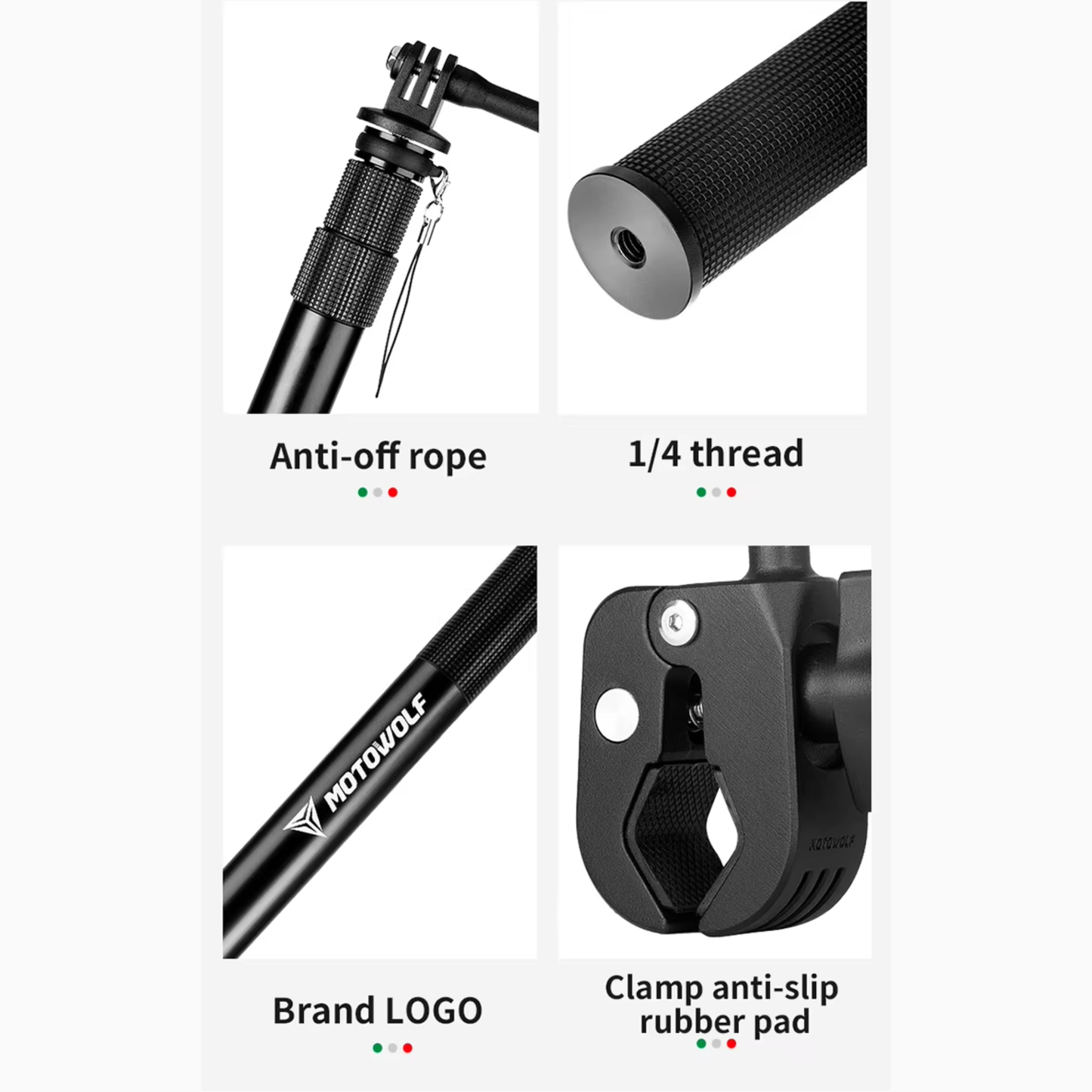 Motowolf MDL3531 Telescopic Action Camera Extension Mount