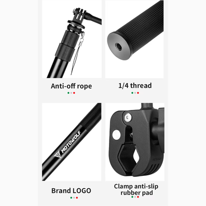 Motowolf MDL3531 Telescopic Action Camera Extension Mount