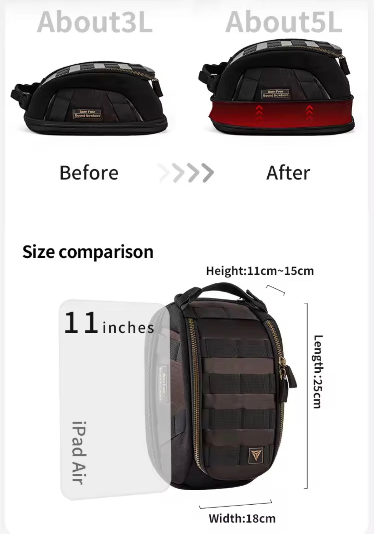 Motowolf MB11 Retro Magnetic Motorcycle Tank Bag