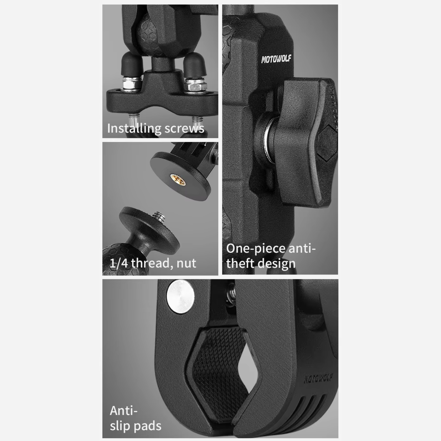Motowolf MDL3532B Motorcycle Action Camera Mount