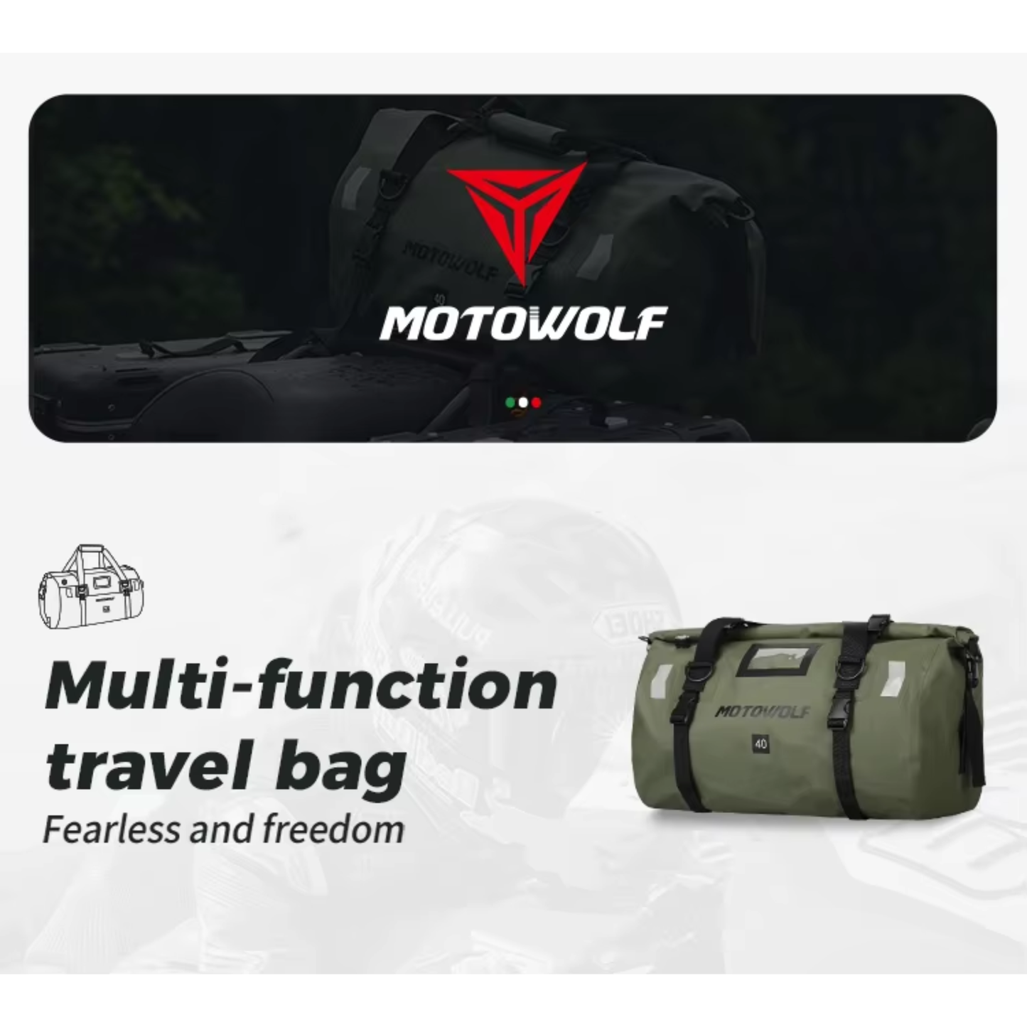 Motowolf MDL0717 Waterproof Motorcycle Saddle Bag (66L)