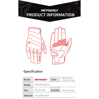 Motowolf MDL0325 Protective Motorcycle Riding Gloves