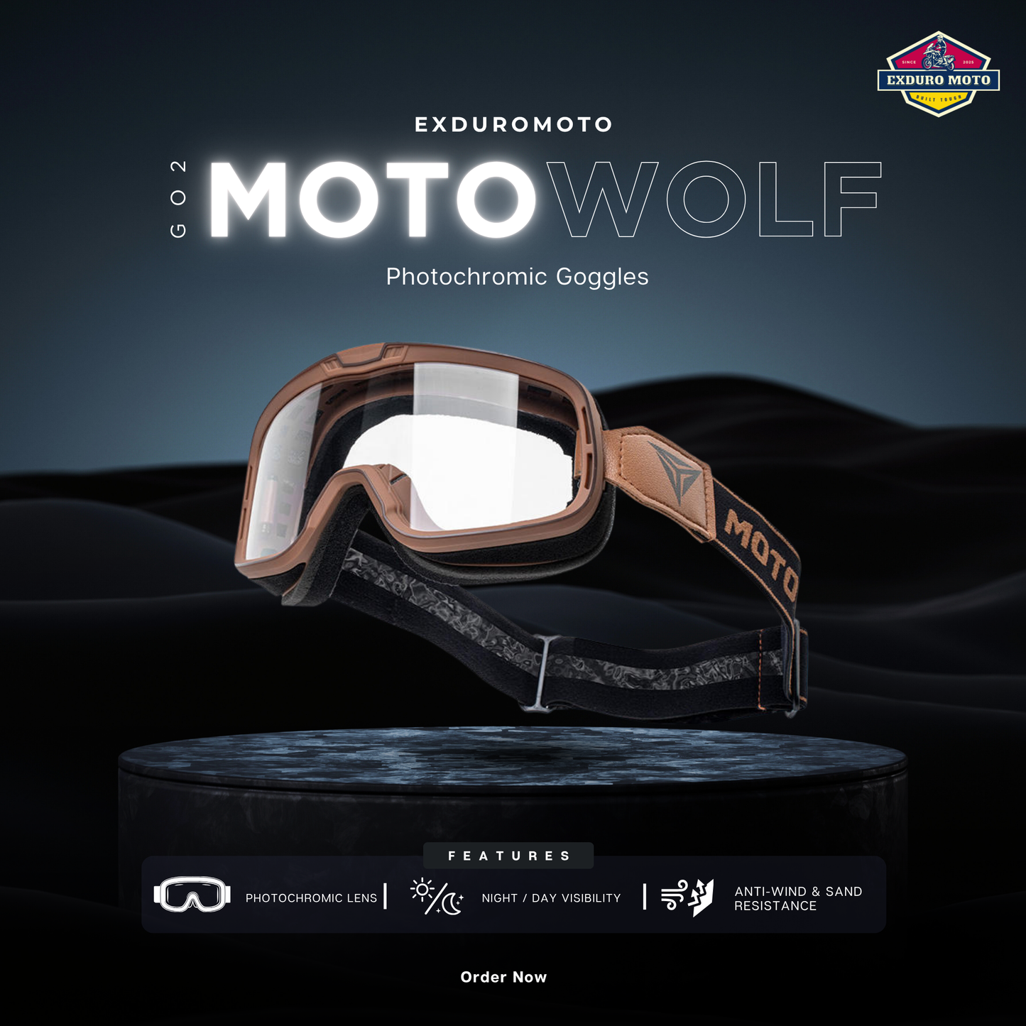 Motowolf GO2 Photochromic Motorcycle Goggles