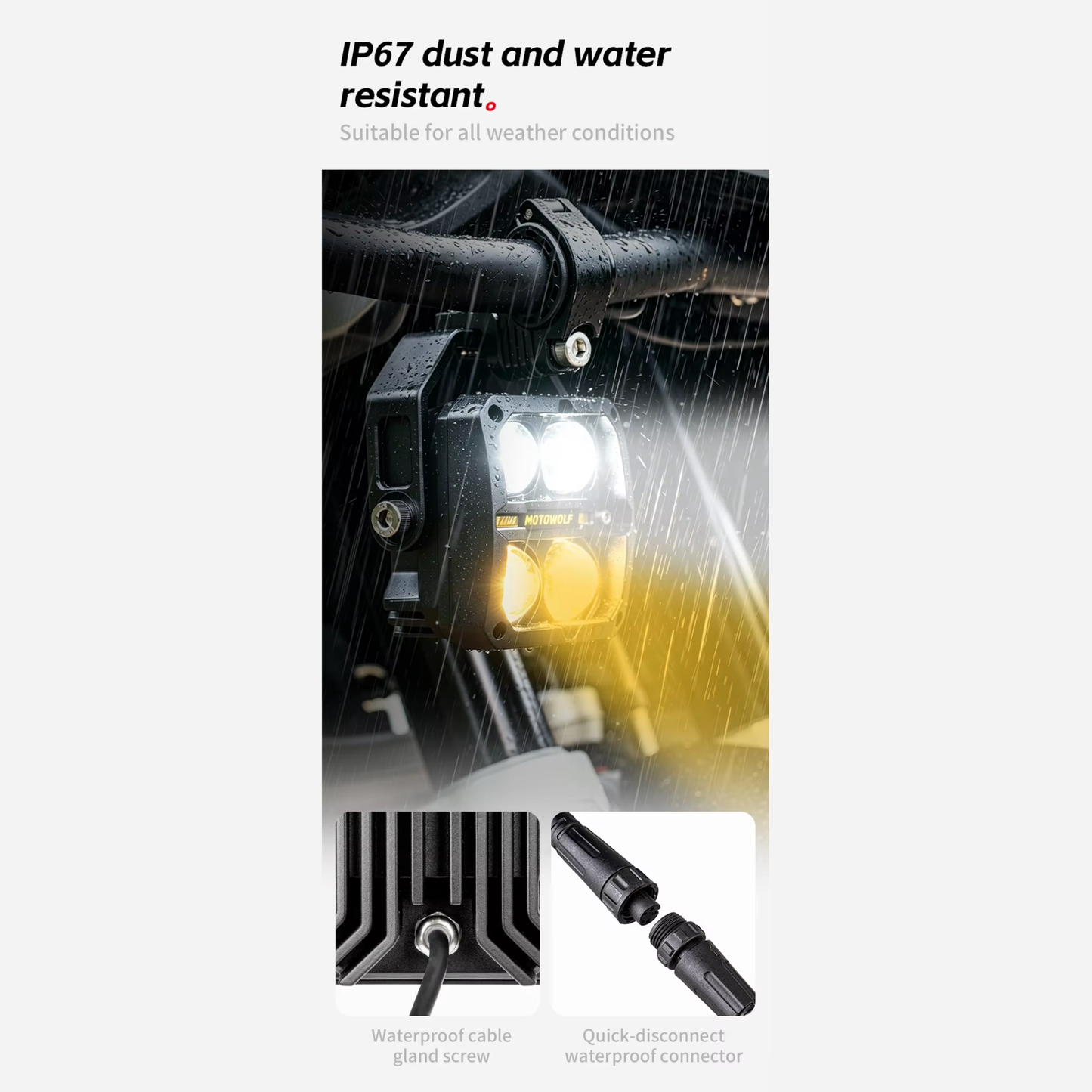 Motowolf L3 Premium Motorcycle Driving Lights