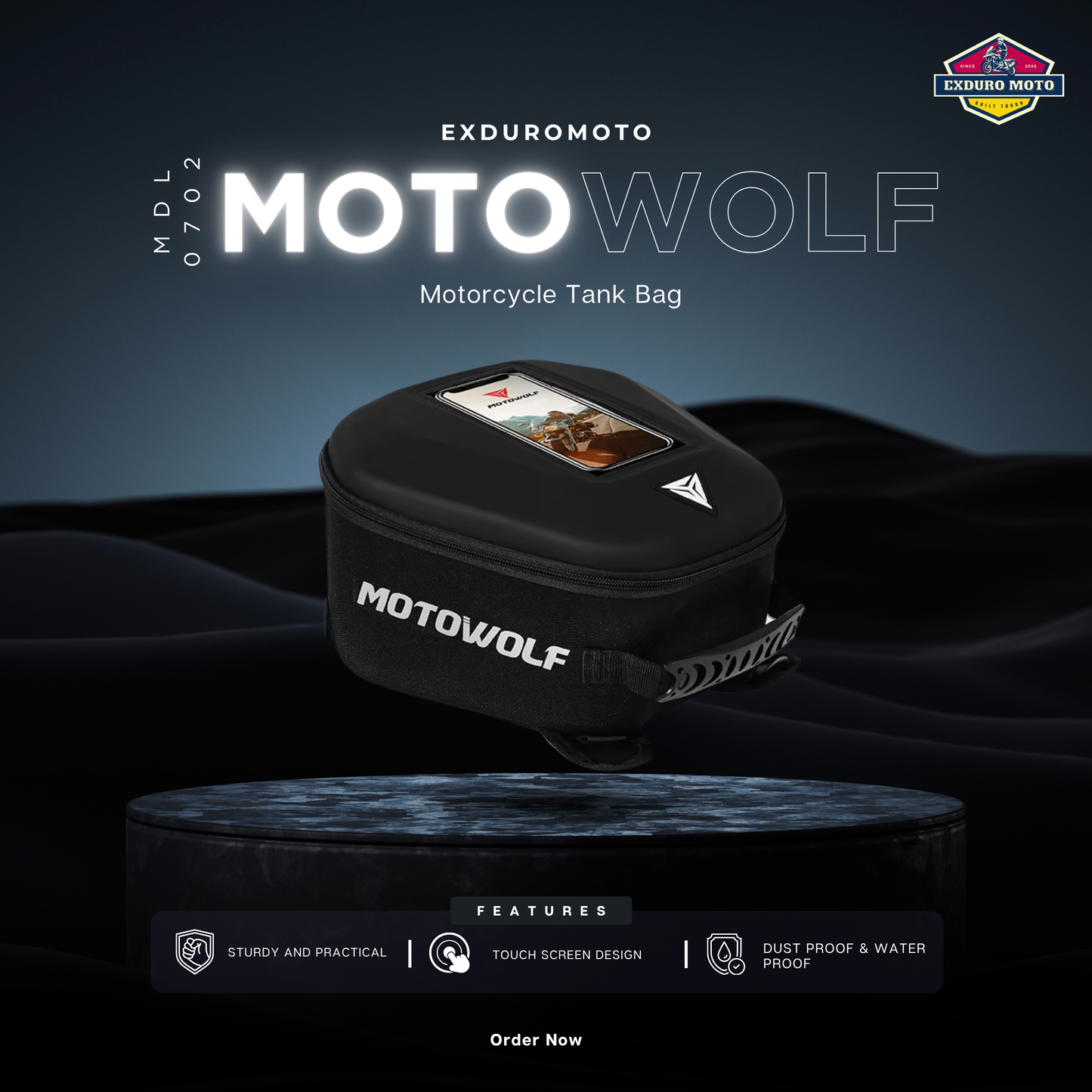 Motowolf MDL0702 Motorcycle Tank Bag – Strap Mount