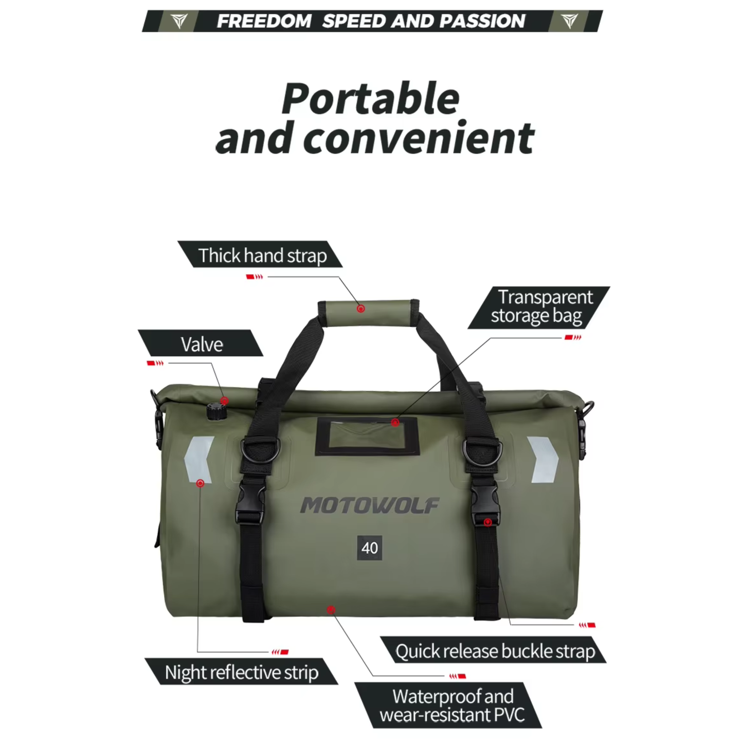 Motowolf MDL0717 Waterproof Motorcycle Saddle Bag (66L)