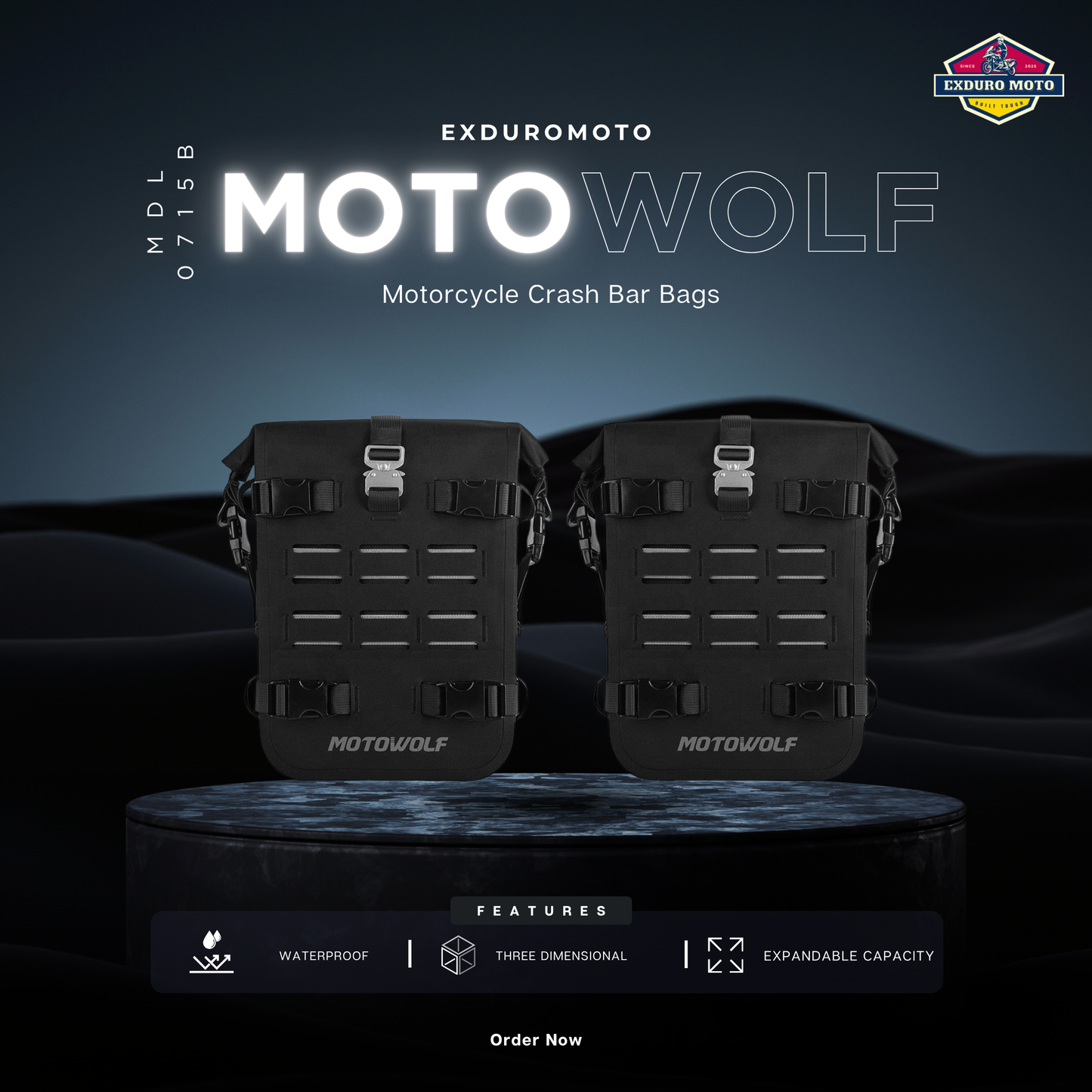 Motowolf Waterproof Motorcycle Crash Bar Bags (MDL0715B) (2 pcs set)