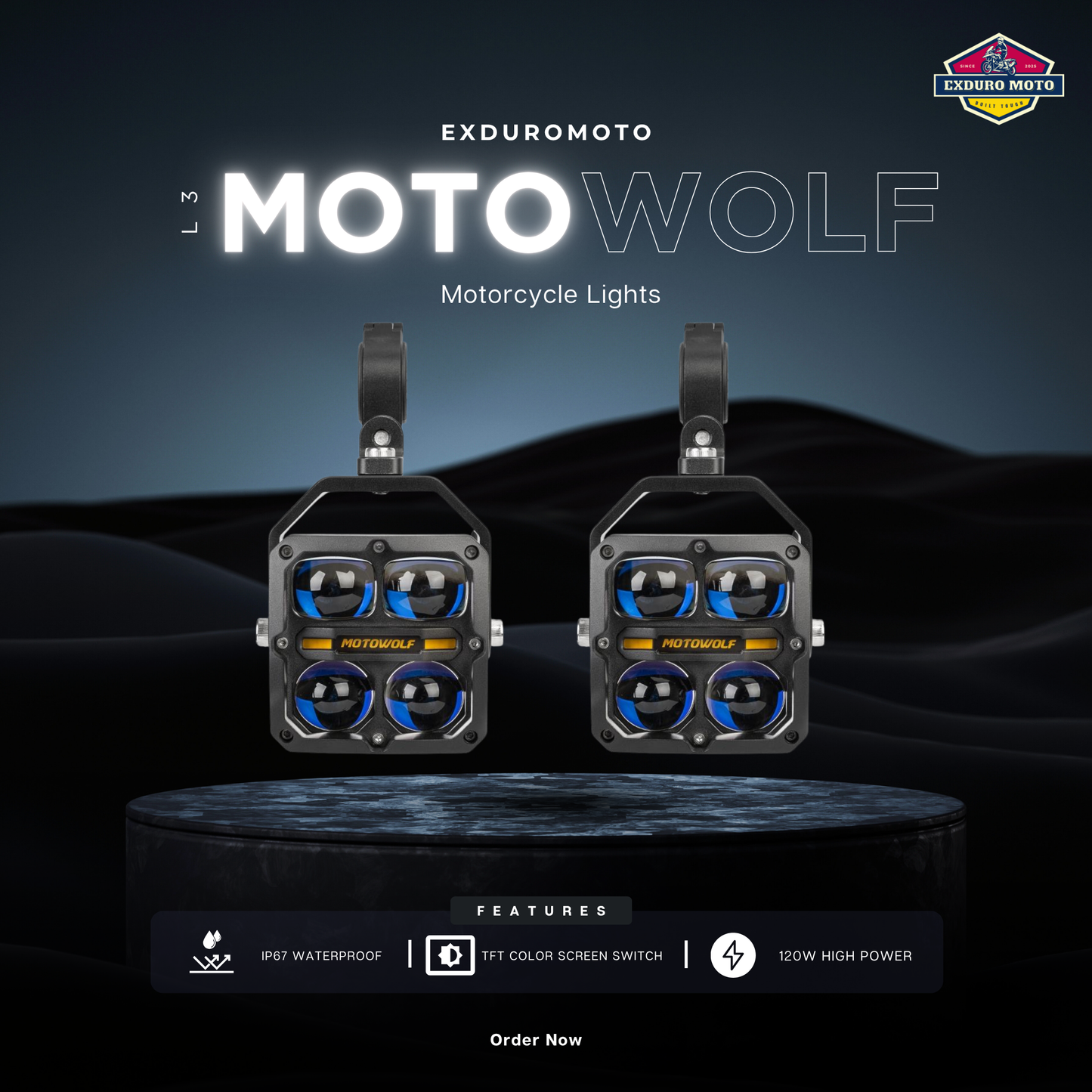 Motowolf L3 Premium Motorcycle Driving Lights